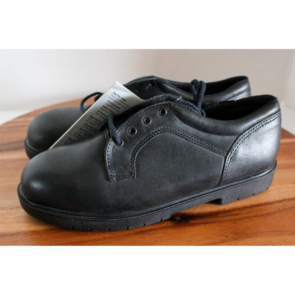 Red Wing Shoes Womens 7 Black Leather Steel Toe Lace Up Oxford Safety Vintage